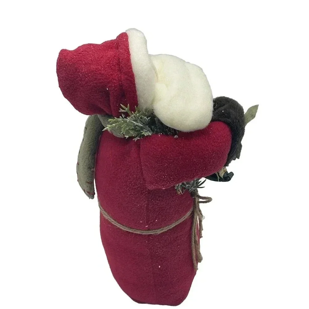 Primitive Christmas Red Flannel Coat, Bearded Santa 13